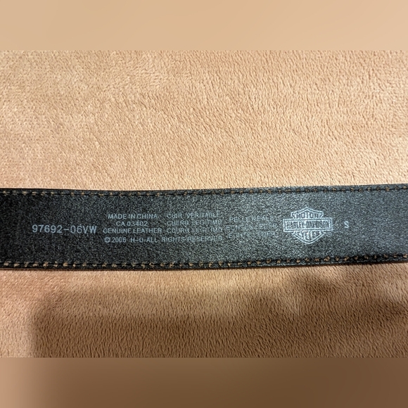 Authentic Harley-Davidson® Black Quality Leather Belt Silver Tone Buckle - Picture 3 of 9